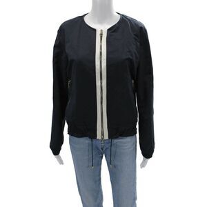 New England Womens Bomber Jacket Black Cotton Polyester Size 40